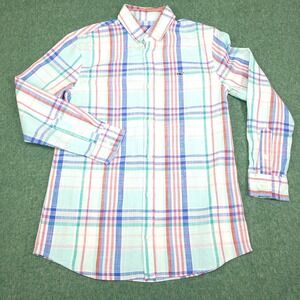 Vineyard Vines Whale Shirt Youth Teen M Long Sleeve‎ Button Front Cotton Plaid